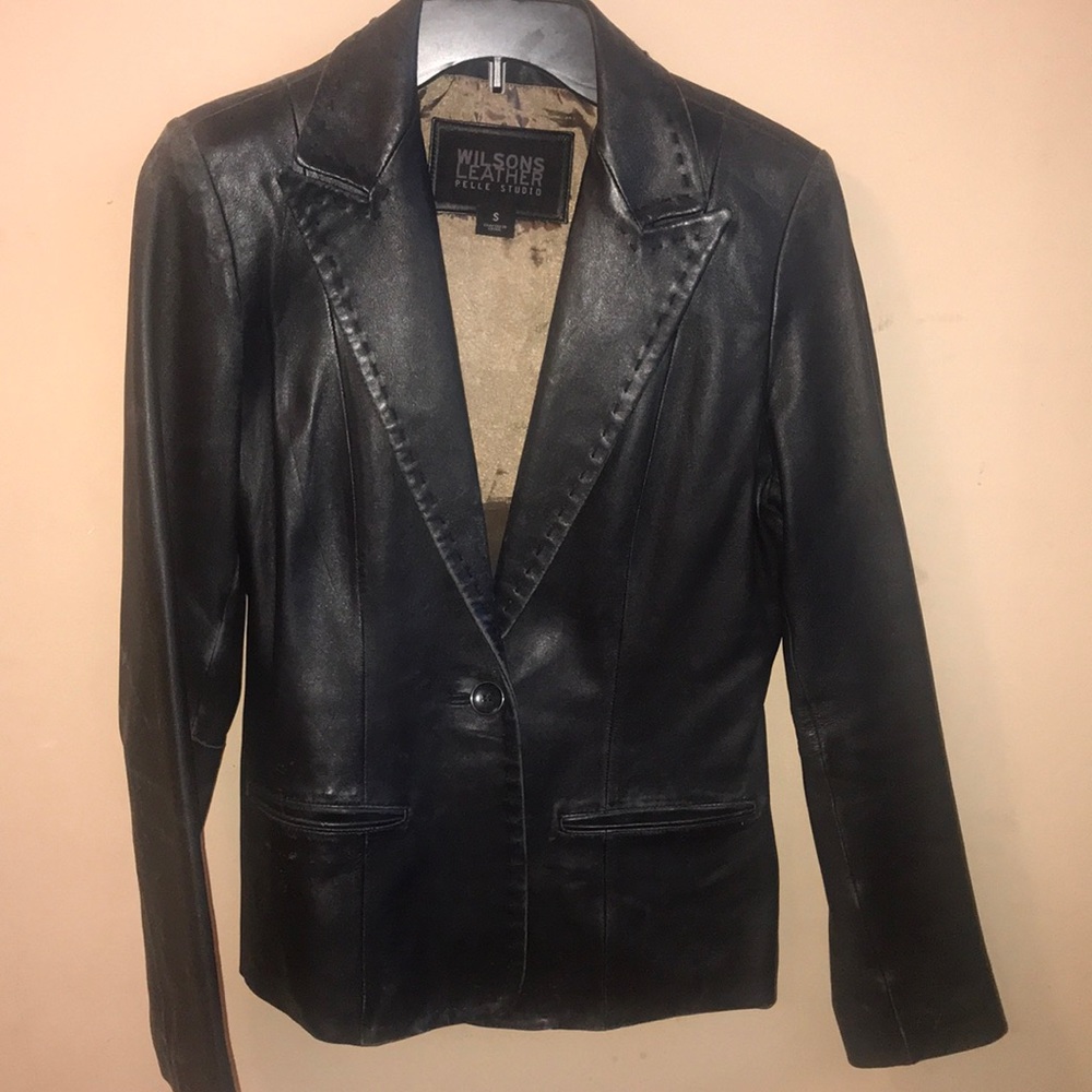 Black leather blazer- small